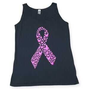 Breast Cancer Awareness Tank Top Size Large Pink Butterfly Ribbon Survivor